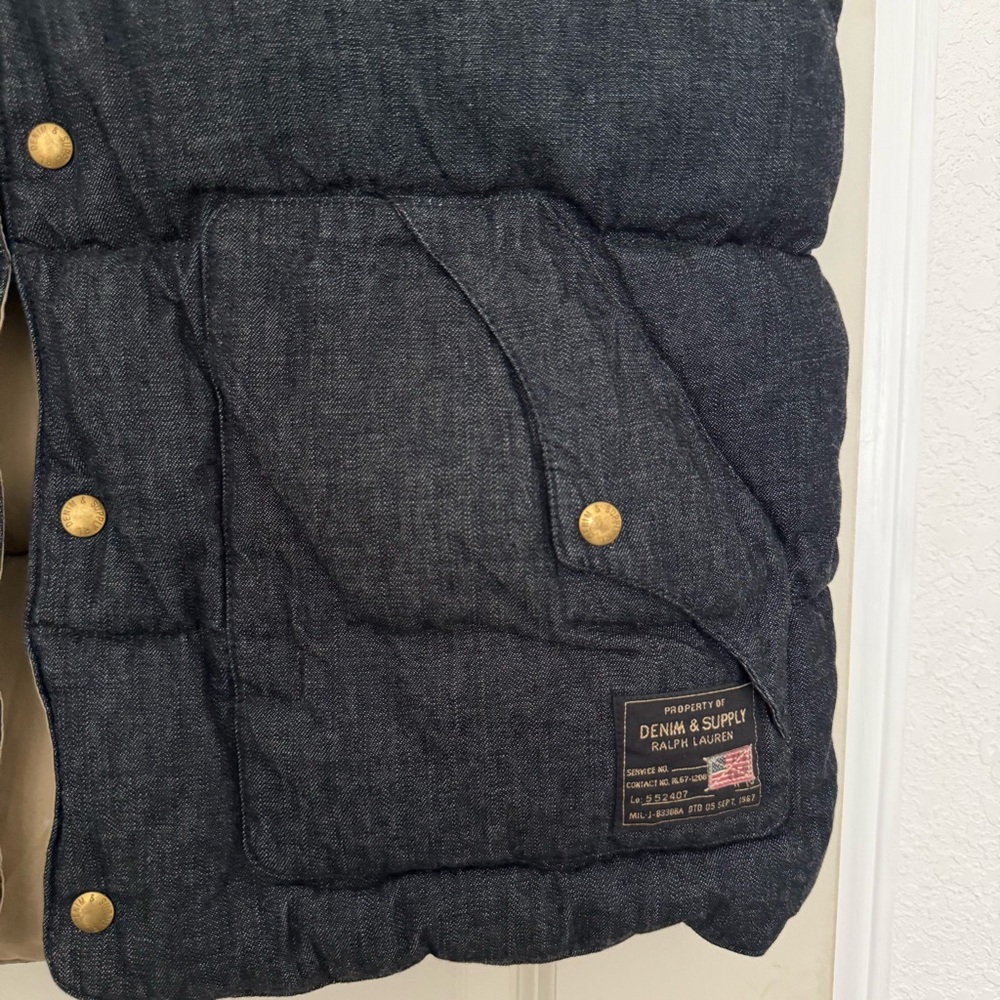 Denim & Supply Ralph Lauren USA Flag Button Down Puffer Vest Large - Picture 2 of 3